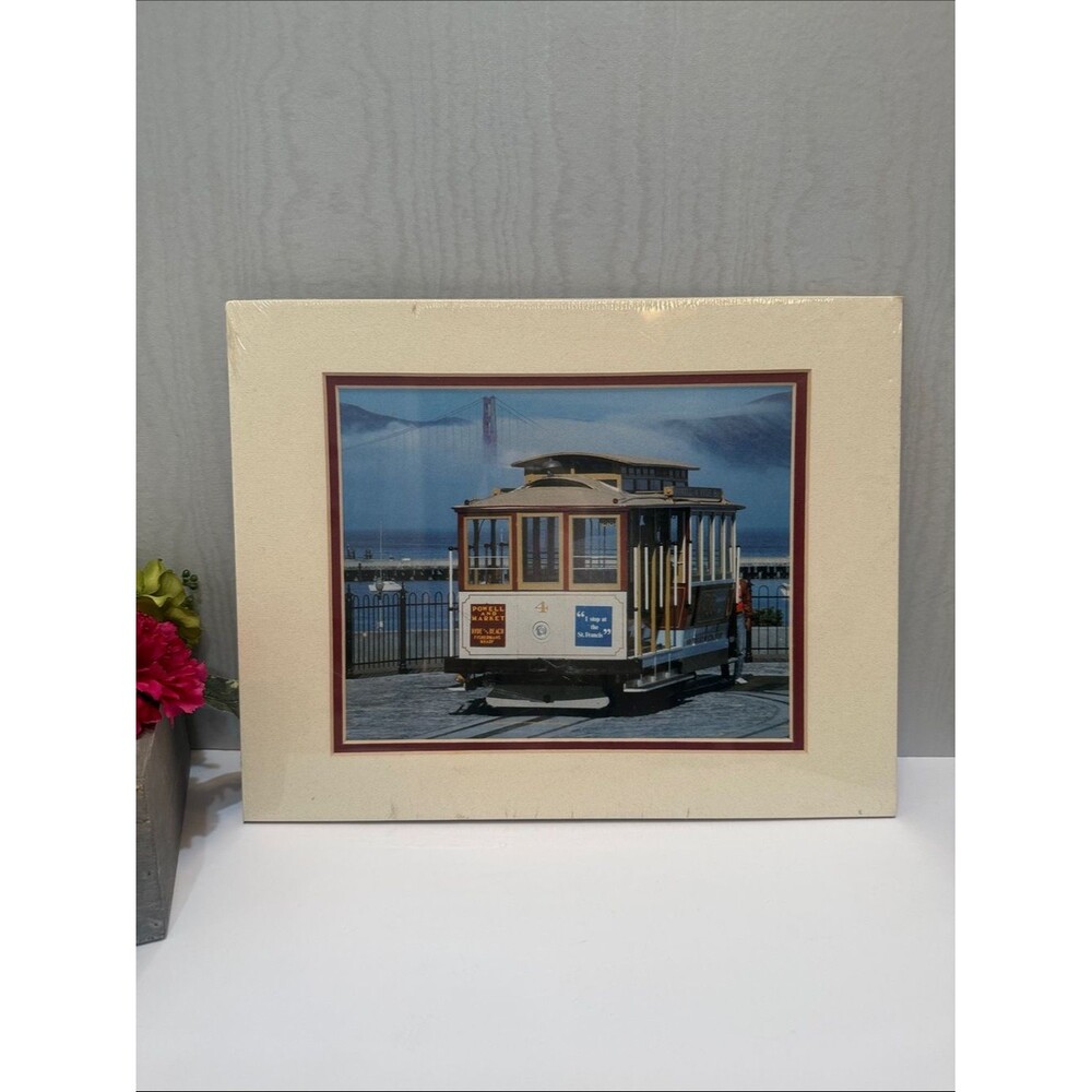Vintage San Francisco Cable Car Golden Gate Bridge Photo